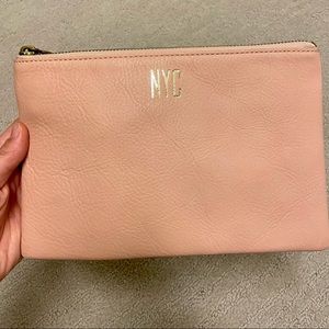 NEW with tags Madewell The Leather Pouch Clutch NYC Pink